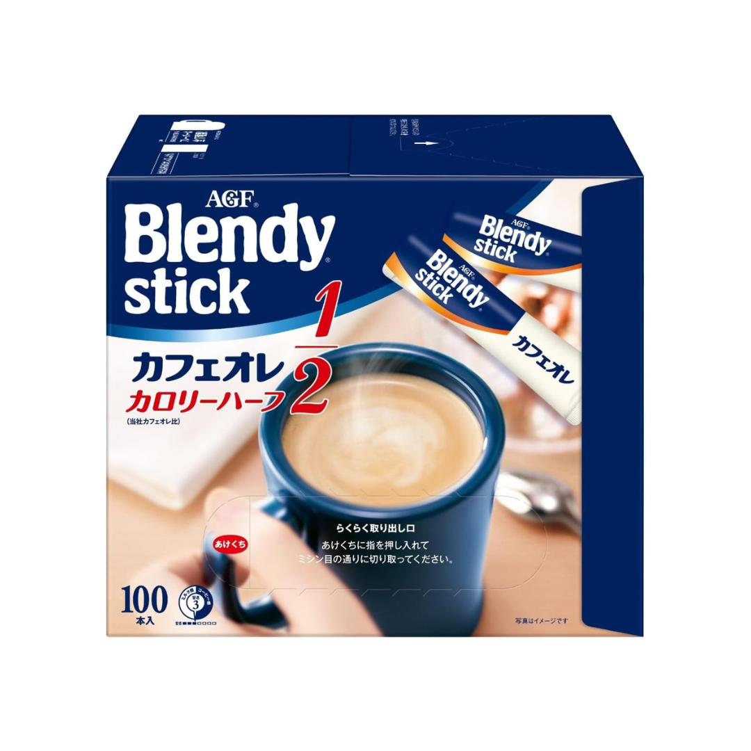 AGF Blendy Stick Cafe au Lait Half Calories 100 Sticks [Stick Coffee] [Low Carb] | Made in Japan