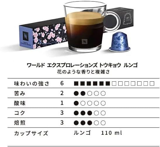Nespresso World Explorations Tokyo Lungo 5-bottle set (50 Pods) Original capsule