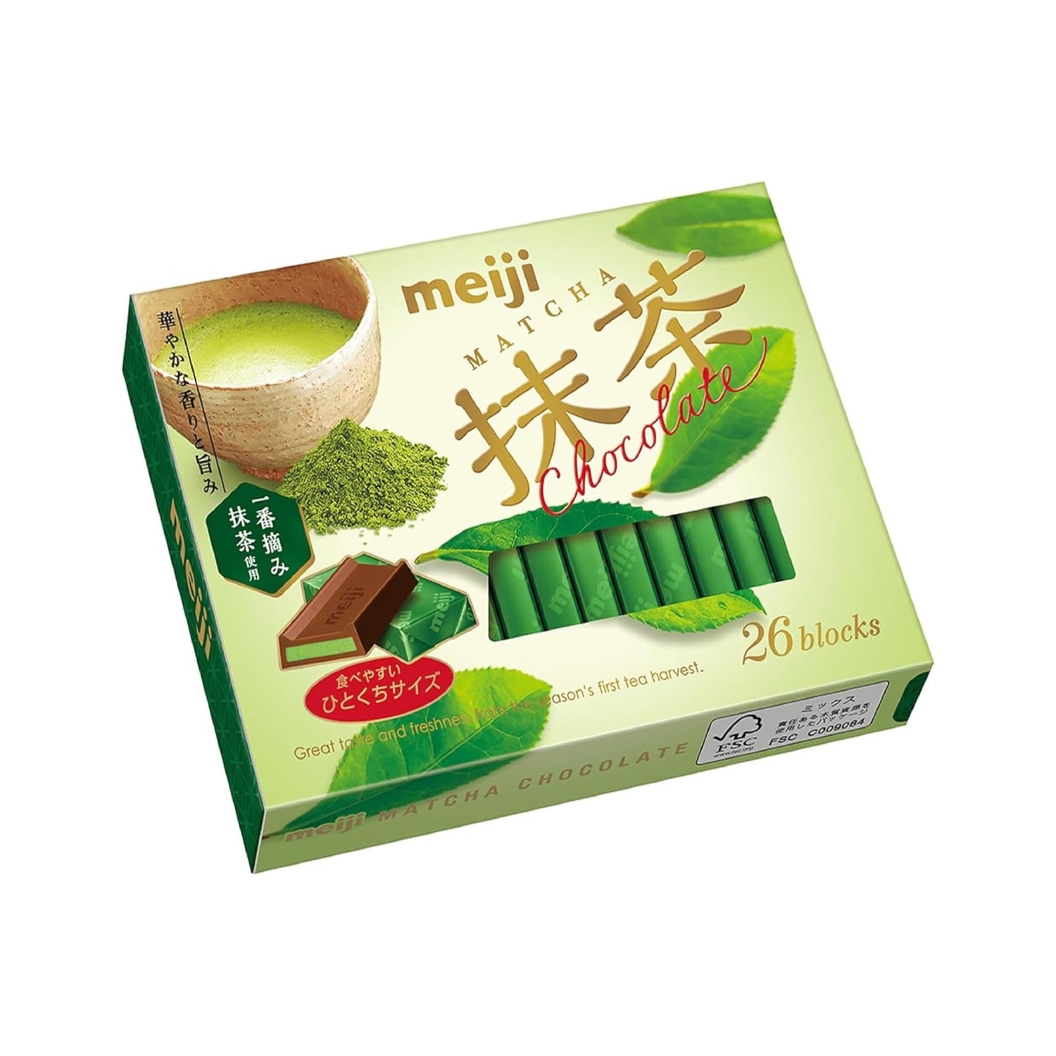 Meiji Matcha Chocolate Box with 26 Tablets | Pack of 2 | Made In Japan