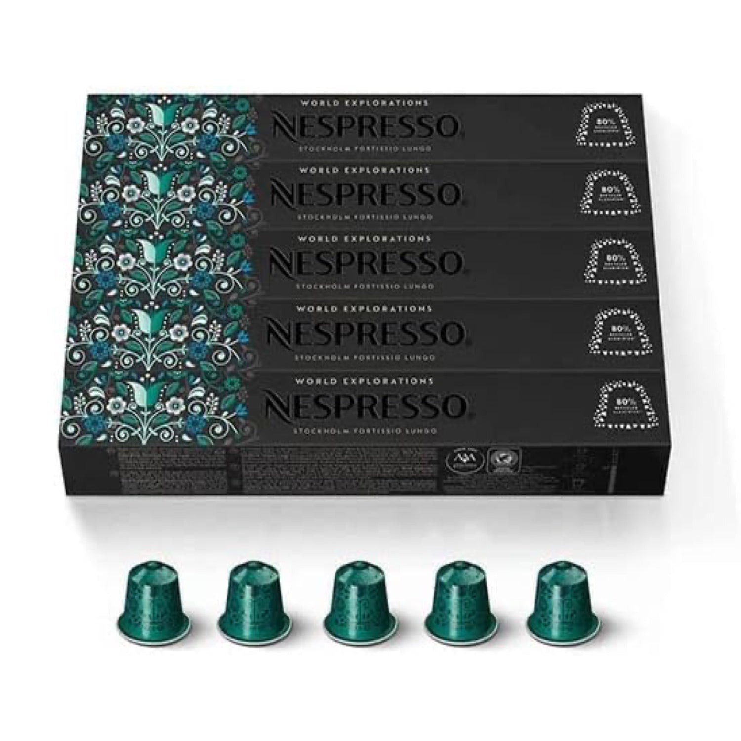 Nespresso World Explorations Stockholm Lungo 5-bottle set (50 Pods) Original capsule