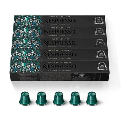 Nespresso World Explorations Stockholm Lungo 5-bottle set (50 Pods) Original capsule