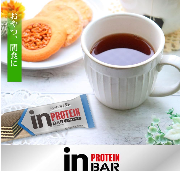 Morinaga In Bar Protein Matcha Latte – High-Protein Wafer Bar with 7 B Vitamins, Low-Carb, 10g × 14 Bars