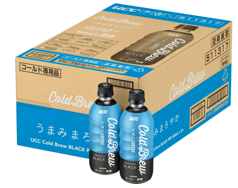UCC Cold Brew Black Iced Coffee, 16.9 fl oz (500 ml) × 24 Bottles – Smooth &amp; Sugar-Free