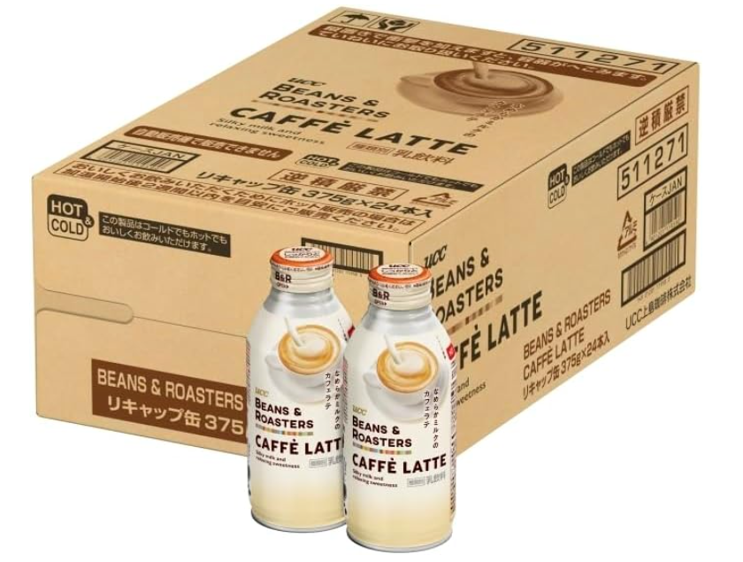 UCC BEANS &amp; ROASTERS Café Latte, 13.8 oz (375 g) × 24 Bottles – Smooth &amp; Creamy