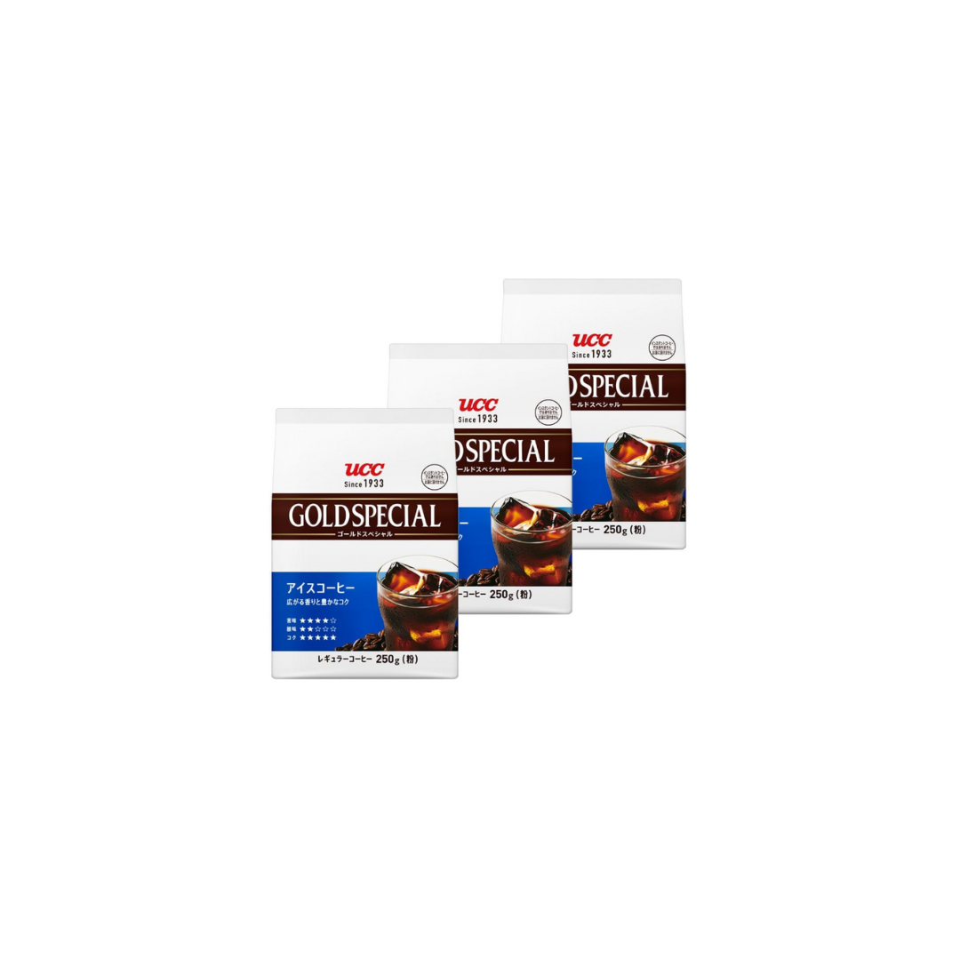 UCC Gold Special Iced Coffee, 26.5 oz (750 g) – Ground &amp; Roasted Coffee Powder (3 × 8.8 oz)