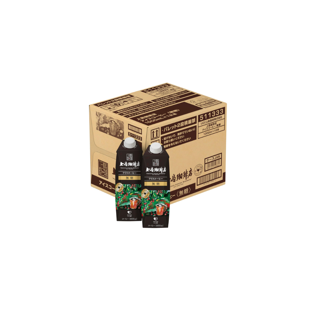 UCC Ueshima Coffee Unsweetened, Paper Pack, 33.8 fl oz (1,000 ml) x 12 Packs