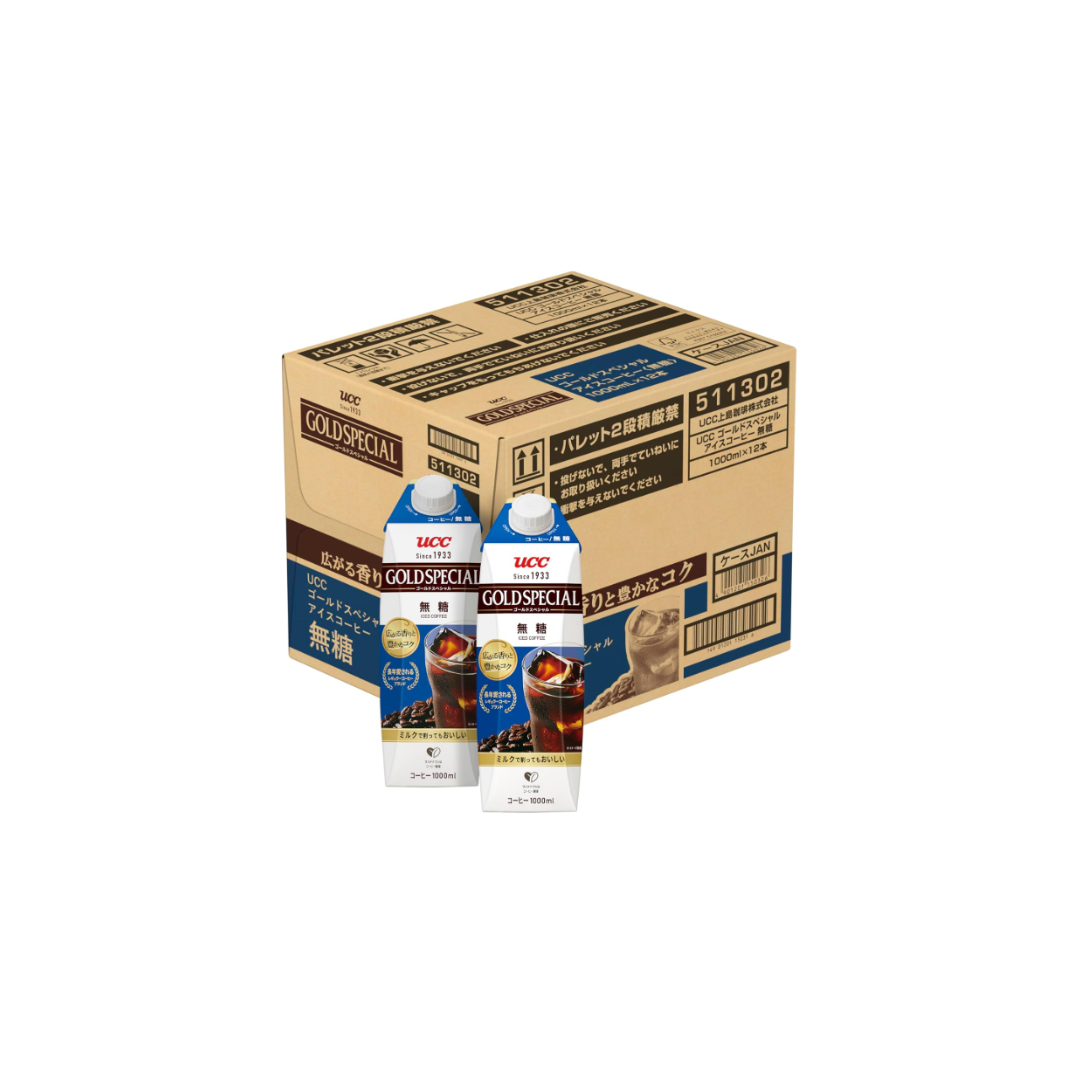UCC Gold Special Iced Coffee Sugar-Free, Paper Pack, 33.8 fl oz (1,000 ml) x 12 Packs