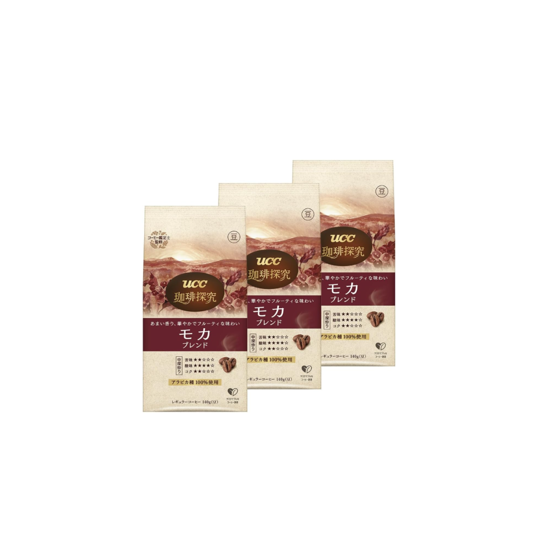 Moka Blend Coffee – Roasted Beans 14.1 oz (420 g) (3 x 4.9 oz / 140 g Bags)