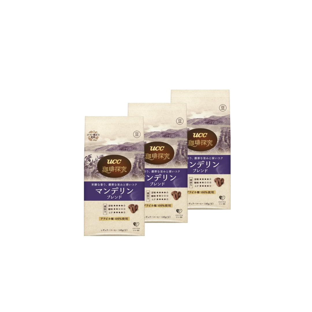 Mandheling Blend Coffee – Roasted Beans 14.1 oz (420 g) (3 x 4.9 oz / 140 g Bags)