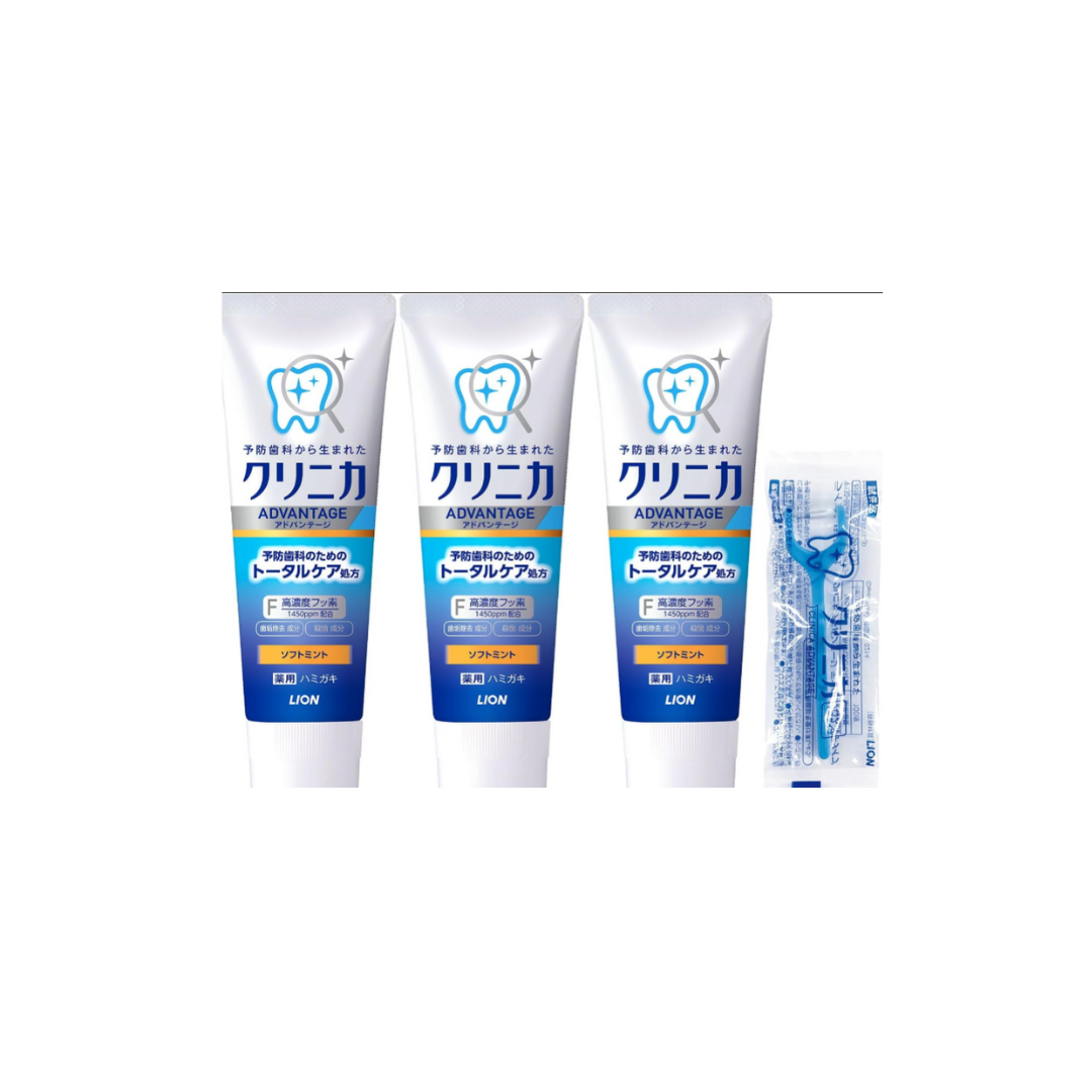 Clinica Advantage Toothpaste Soft Mint | Fluoride Care | 130 g x 3 + Floss