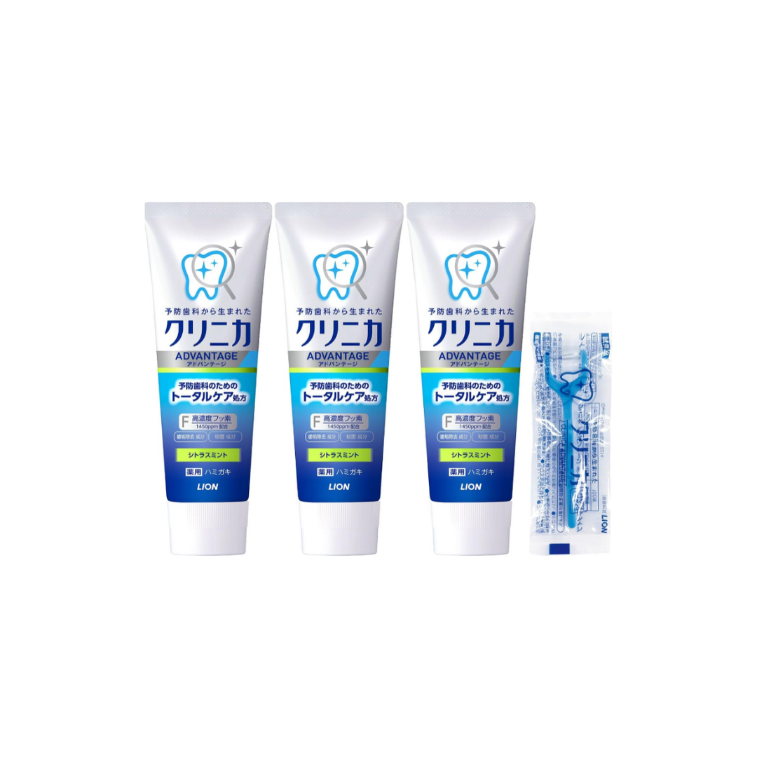 Clinica Advantage Toothpaste Citrus Mint | Fluoride Care | 130 g x 3 + Floss