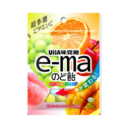 Mikakuto e-ma Throat Candy Bag, Colorful Fruit Change, 1.8 oz (50 g) x 6 Bags