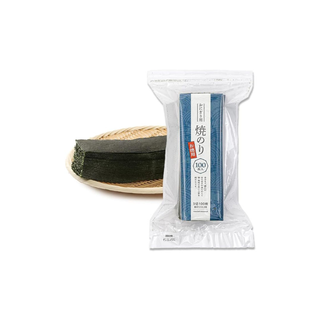 Koasa Shoji Rose, 3 Slices of Nori, For Rice Balls, 100 Pieces, Value Product, Domestic Processing