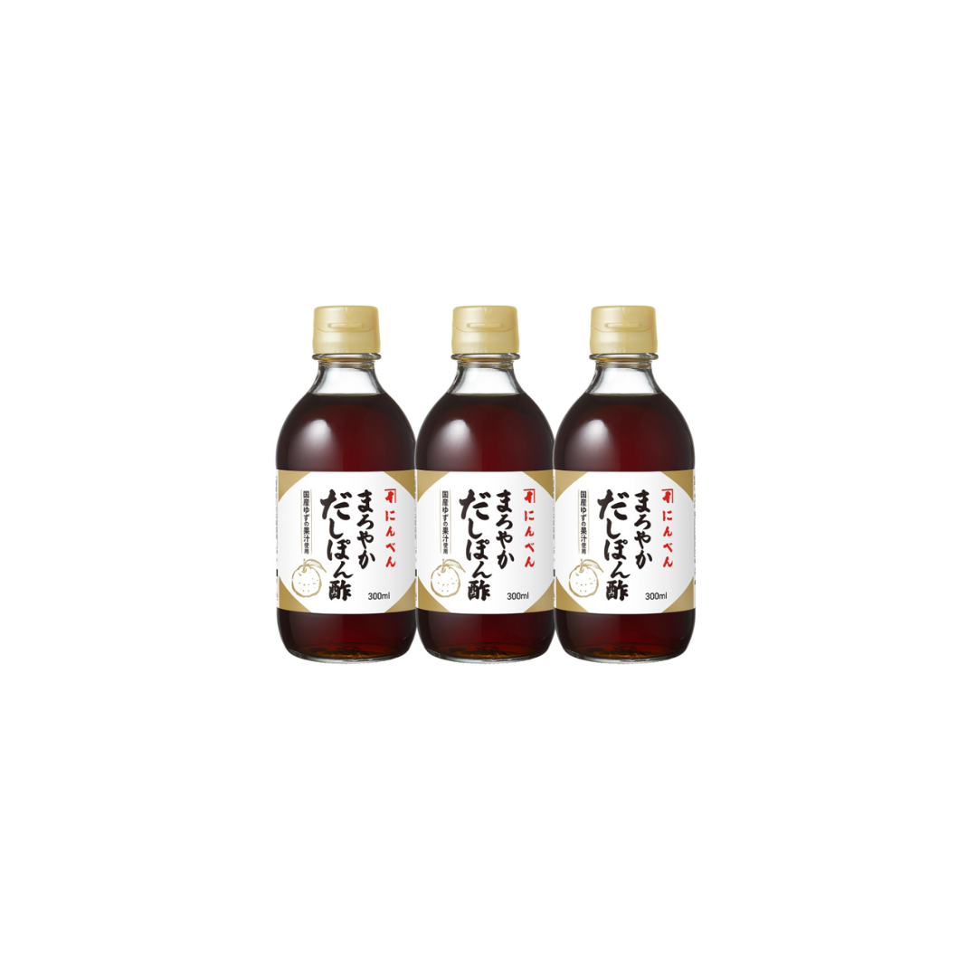Niben Mellow Ponzu Sauce – Made in Japan with Yuzu Juice &amp; Hokkaido Kelp, 300 ml x 3 Bottles