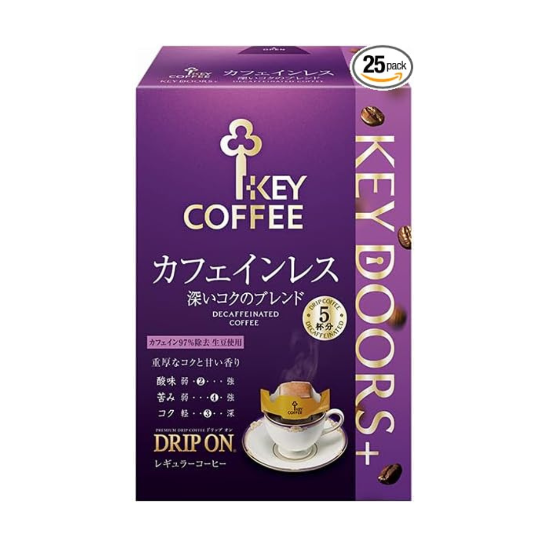 Key Coffee Drip On Caffeinated Deep Rich Blend (0.2 oz (7.5 g) x 5 Bags x 5 Boxes  | Pack Of 1 | Made In Japan