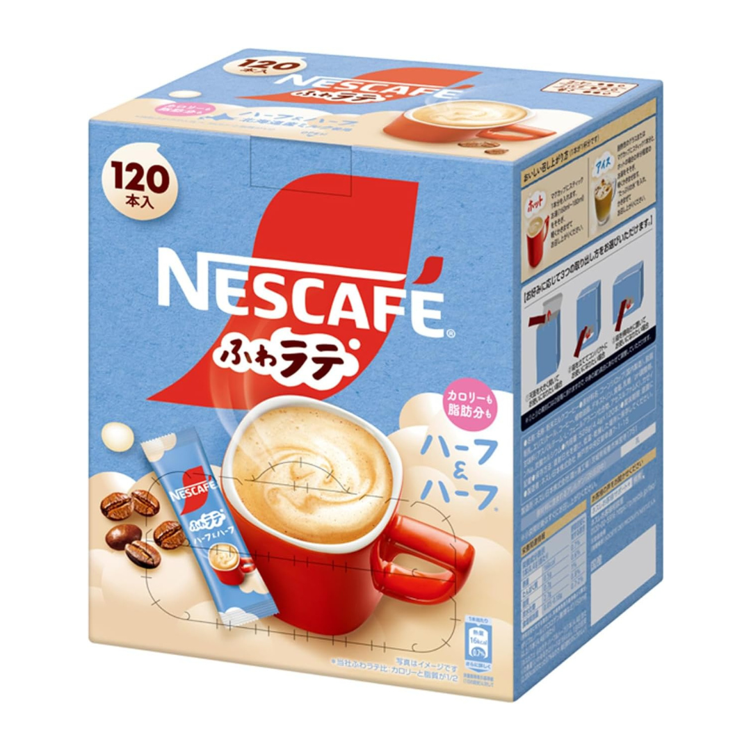 [Large Capacity] Nescafe Excella Fluffy Latte Half Calorie Stick Coffee 120 Sticks (Made in Japan)