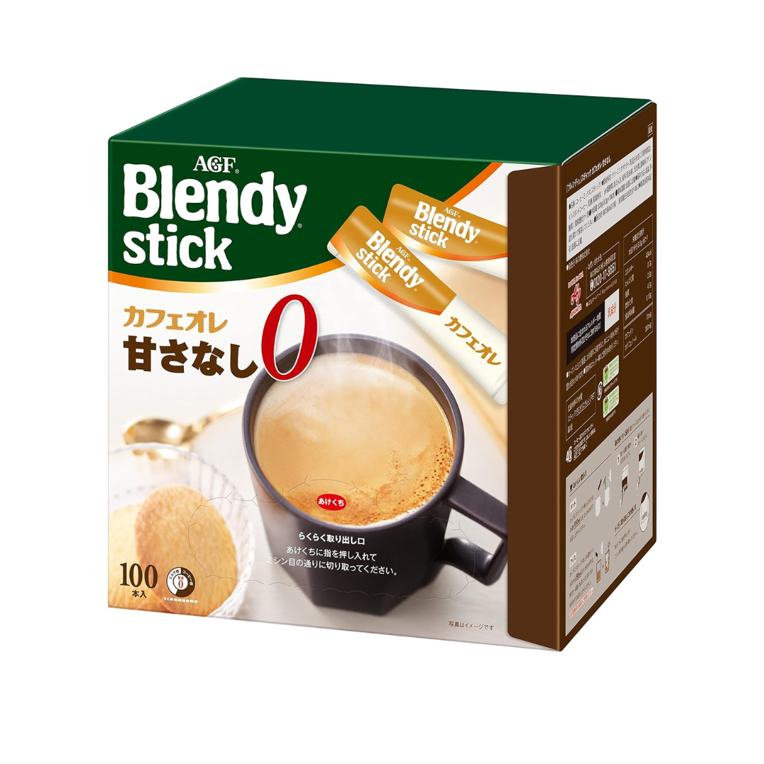 AGF Blendy Stick Cafe au Lait Unsweetened 100 sticks [Stick Coffee] [Unsweetened] | Made in Japan