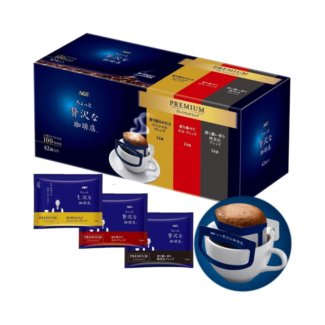 AGF A Little Luxurious Coffee Shop Regular Coffee Premium Drip Assortment [Drip Coffee] [Assortment] 42 Pieces Inside Pack | Made in Japan | Japanese Coffee