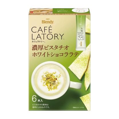 AGF Blendy Cafe Latory Stick Rich Pistachio White Chocolate Latte Coffee 6 Sticks