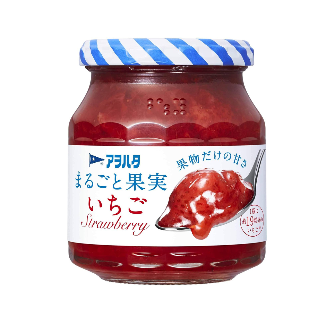 Aohata Whole Fruit Strawberry Jam 255g | Made in Japan | Japanese Self Closing Jam Bottle