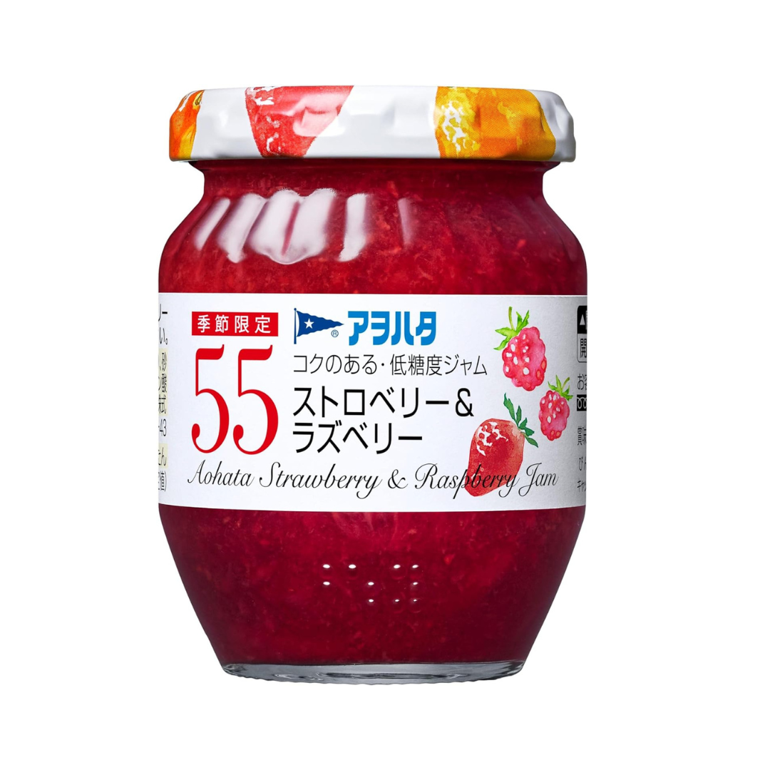 Aohata 55 Strawberry & Raspberry Jam 150g | Made in Japan | Japanese Self Closing Jam Bottle