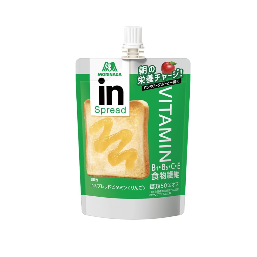 Morinaga InSpread Jam Pouch Apple Flavour (160g) 50% Less Sugar (Pack of 3) (Made in Japan)