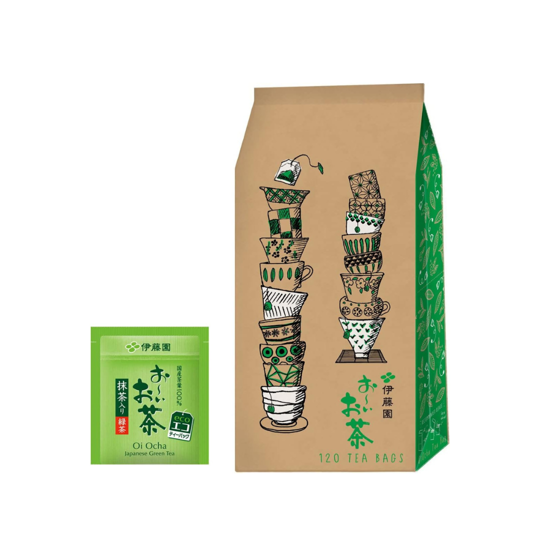 Itoen Eco Tea Bags Oi Ocha Green Tea (with Matcha) 1.8g x 120 Tea Bags | Made in Japan | Japanese Green Tea