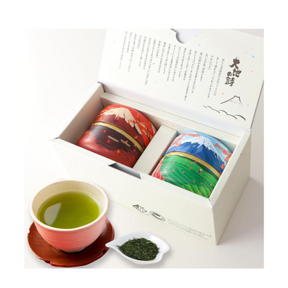 Arahataen Japanese Tea Gift Fuji Calendar Can 80g x 2 | Boxed Jujube Can Covered Tea Gift Set | Shizuoka Prefecture Green Tea | Made in Japan
