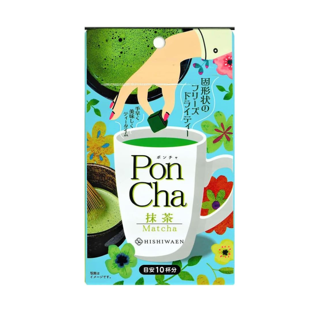 Poncha Matcha Instant Tea | 10 Cubes Inside Pack | Freeze-Dried Instant Tea