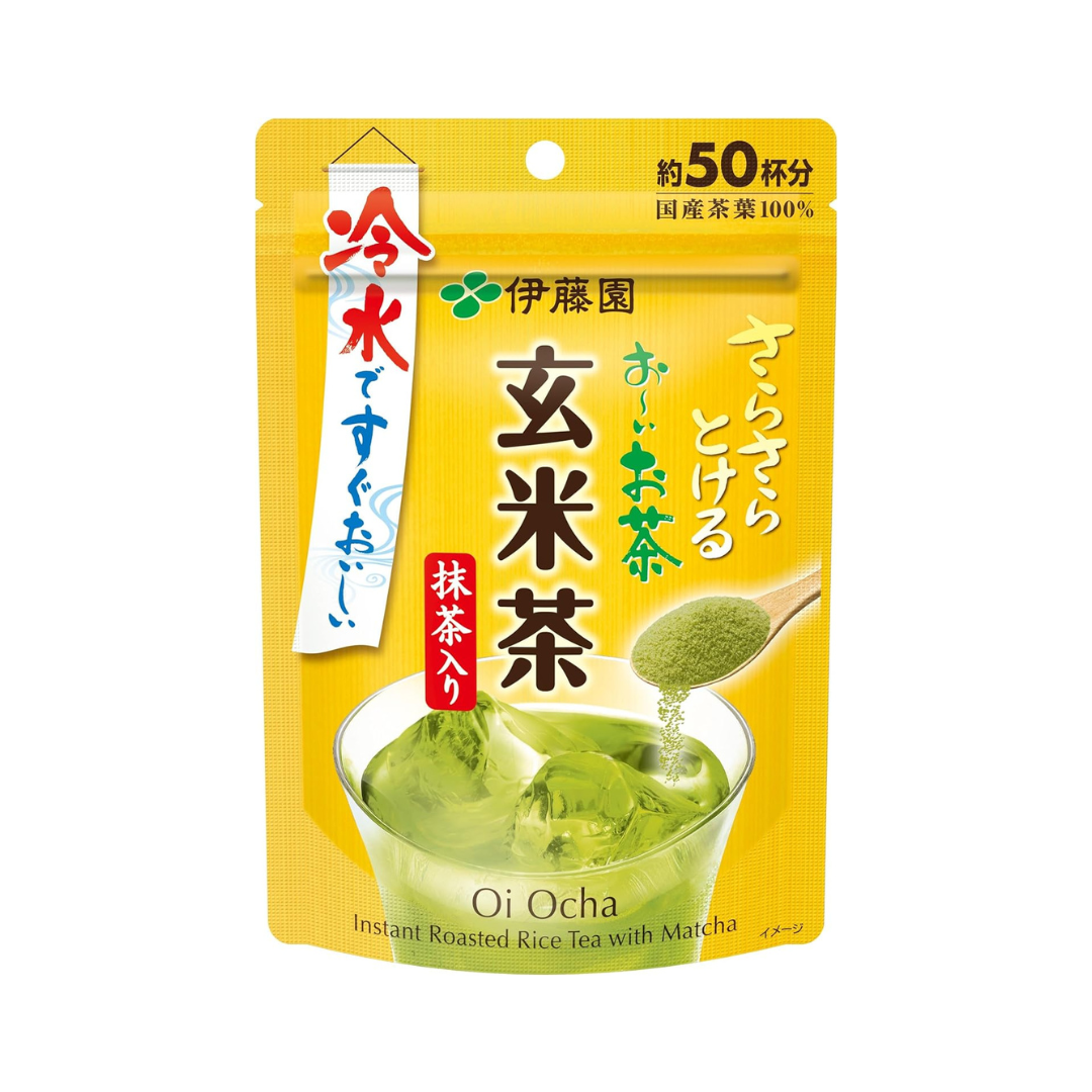 Itoen Oi Ocha Brown Rice Tea Powder 40g | Ziplock Bag Type with Matcha | Made in Japan