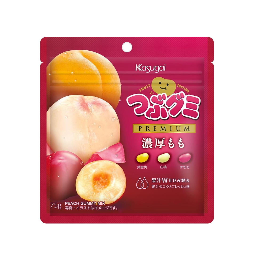 Kasugai Seika Tsuzu Gummy Premium Thick Peach Candy (75 g) | Pack of 3 | Made in Japan