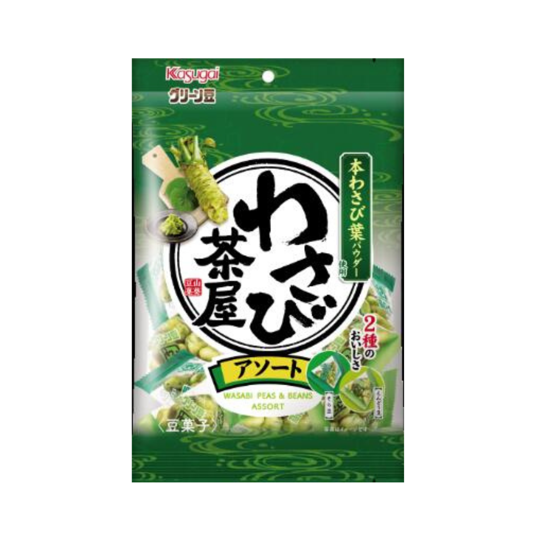 Kasugai Seika Green Bean Wasabi Chaya Assortment (104 g) | Pack of 2 | Made in Japan