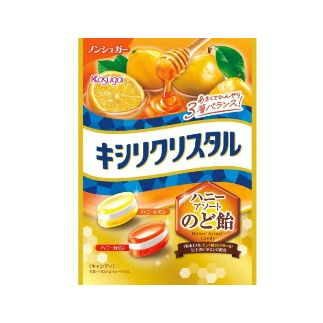Kasugai Seika Xyli Crystal Honey Assorted Throat Lozenges Candy (63g) | Pack of 3 | Made in Japan