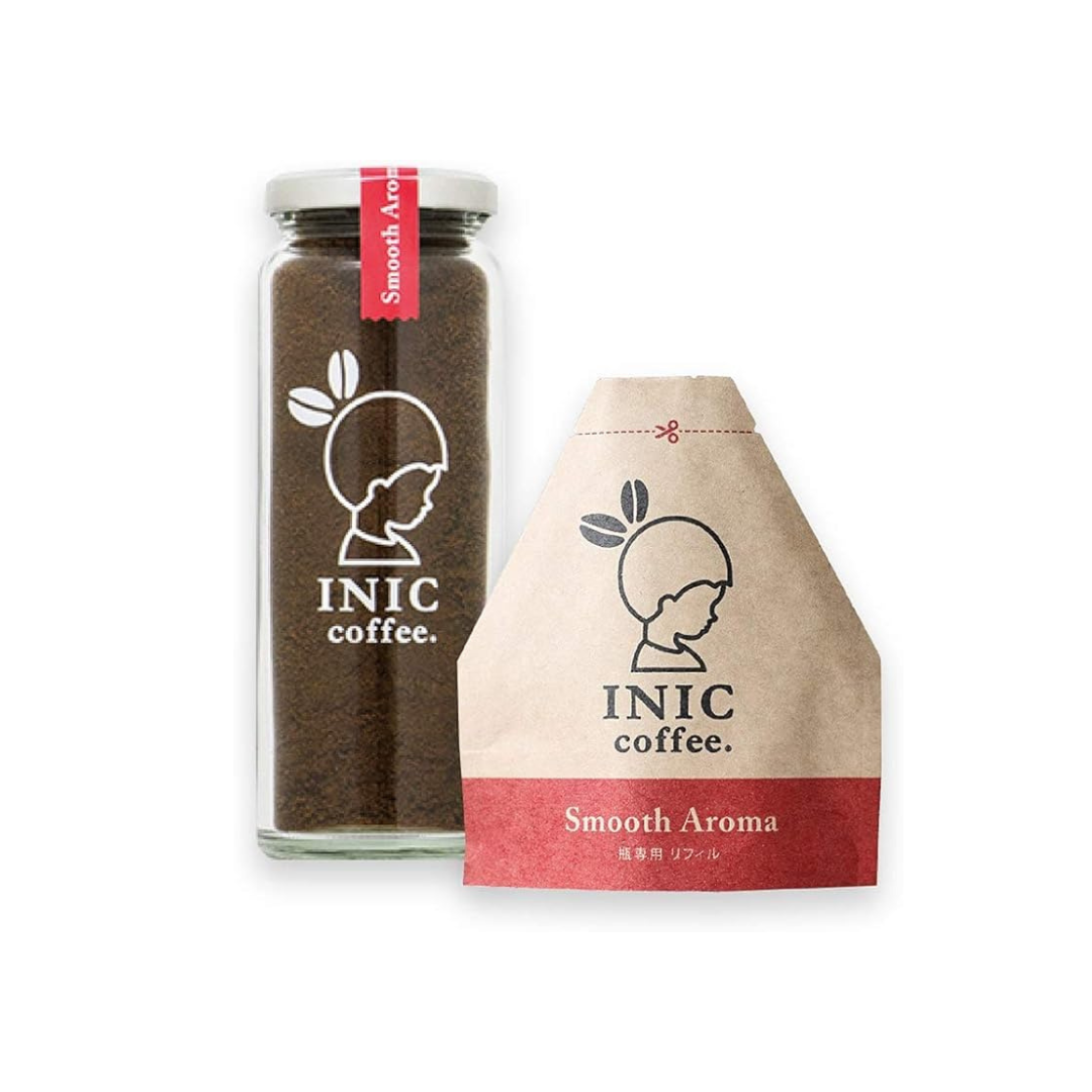 INIC coffee Smooth Aroma Bottle 55g &amp; Refill 45g [Classic regular blend] [The best powdered coffee] [Taste used by world barista champions] 45g | Made in Japan