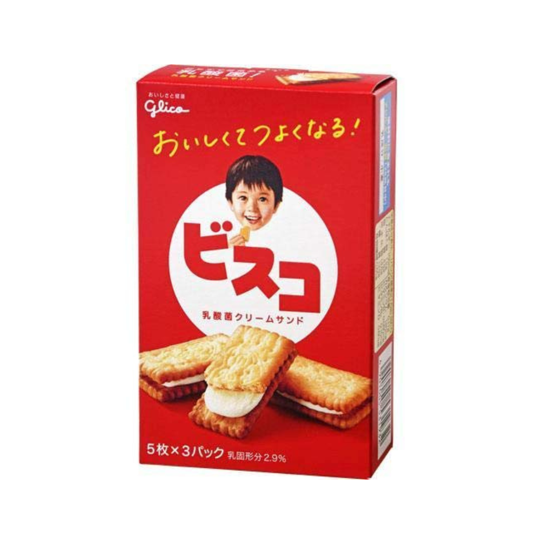 Ezaki Glico Bisco Milk Cream Biscuits 15 Pieces Inside | Pack of 2 | Made in Japan