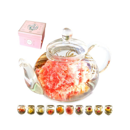 Flower Blooming Tea Carnation Tea 10 Types of Craft Tea Teapot Elegant Set Present Tea &amp; Tea Utensil Set | Valentine&