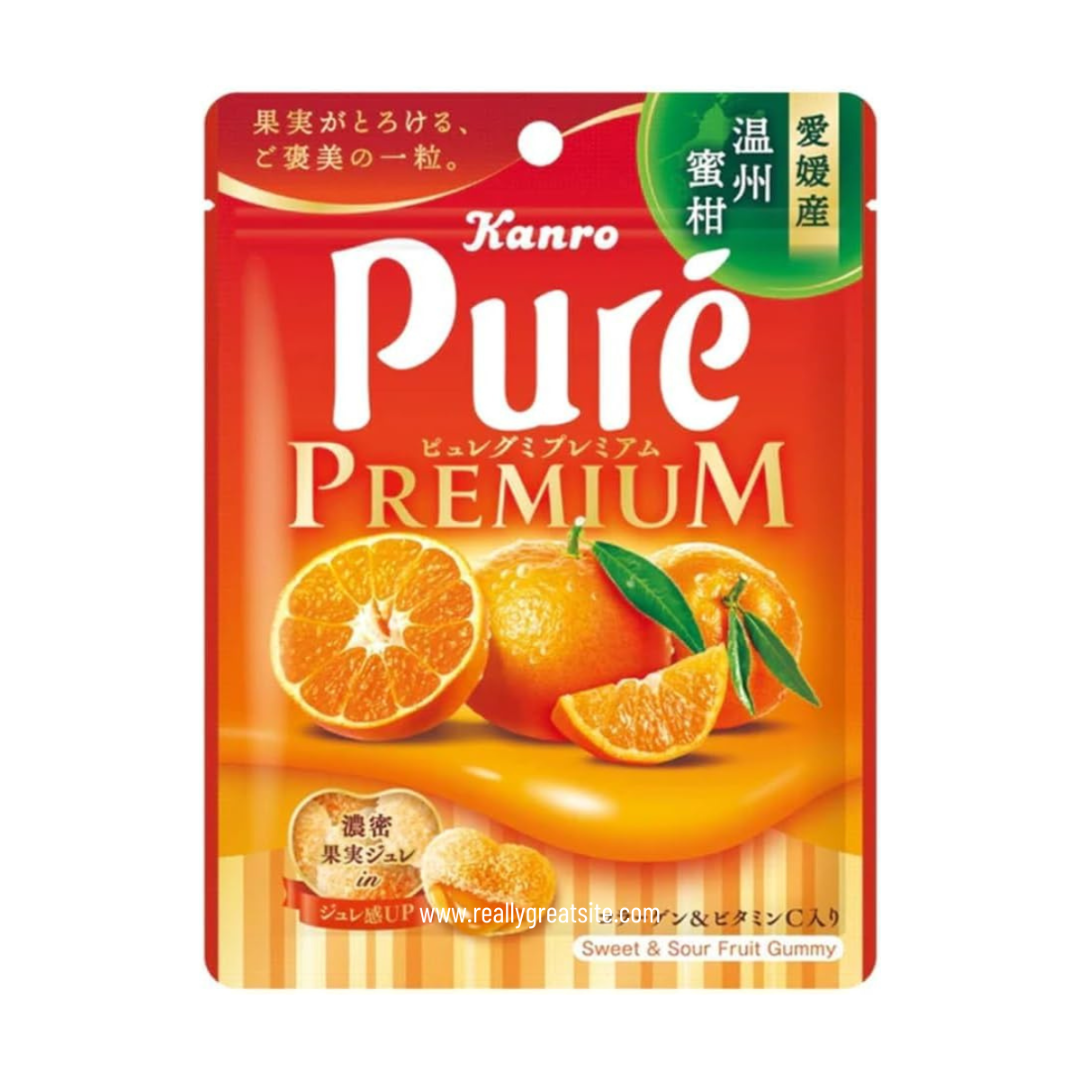Kanro Pure Gummy Premium Ehime Unshu Mandarin Orange Gummies 54g | Pack of 3