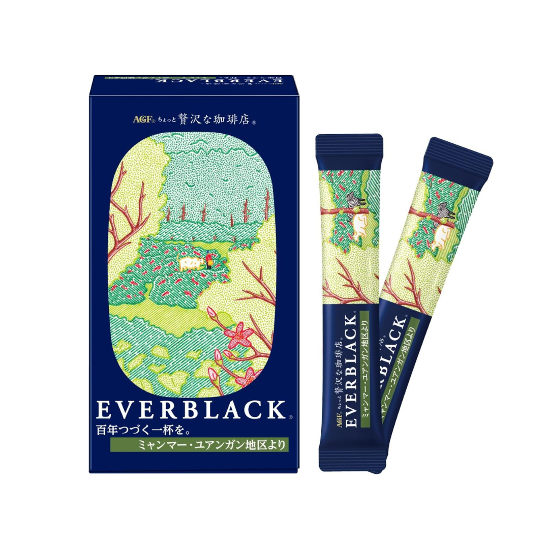 AGF A Slightly Luxurious Coffee Shop EVERBLACK Stick Black 9 Sticks from Yuangan Area, Myanmar [Stick coffee] [Instant coffee] | Made in Japan