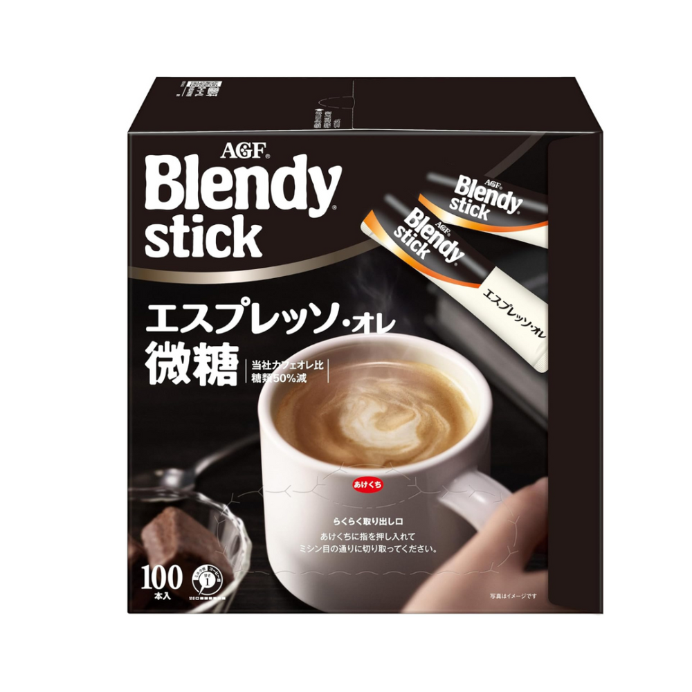 AGF Blendy Stick Cafe Au Lait 100本入 4箱 AGF Blendy Stick Espresso Au Lait Lightly Sweetened 100 Sticks