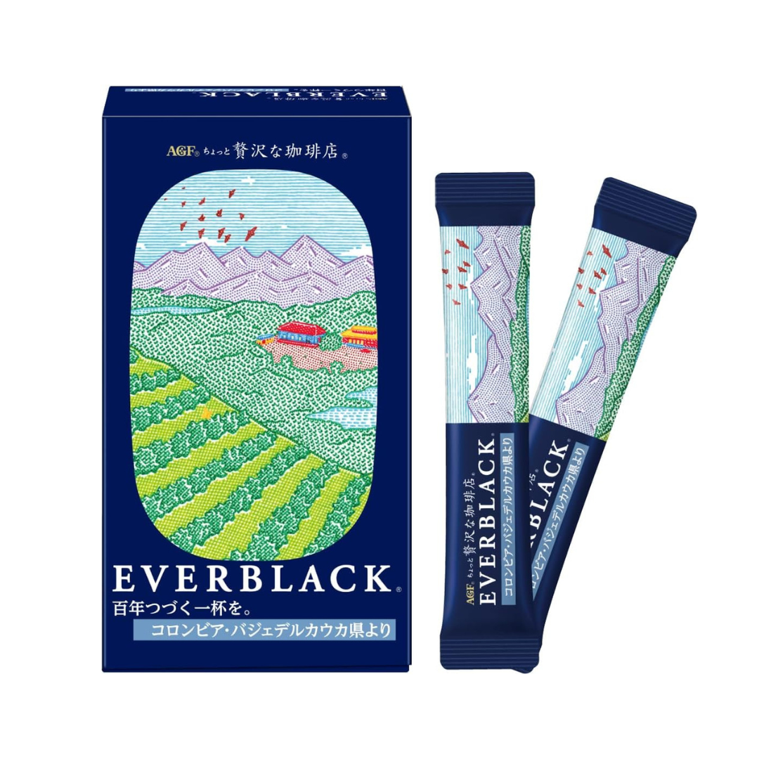 AGF A Slightly Luxurious Coffee Shop EVERBLACK Stick Black 9 Sticks from Valle del Cauca Province, Colombia [Stick coffee] [Instant coffee] | Made in Japan
