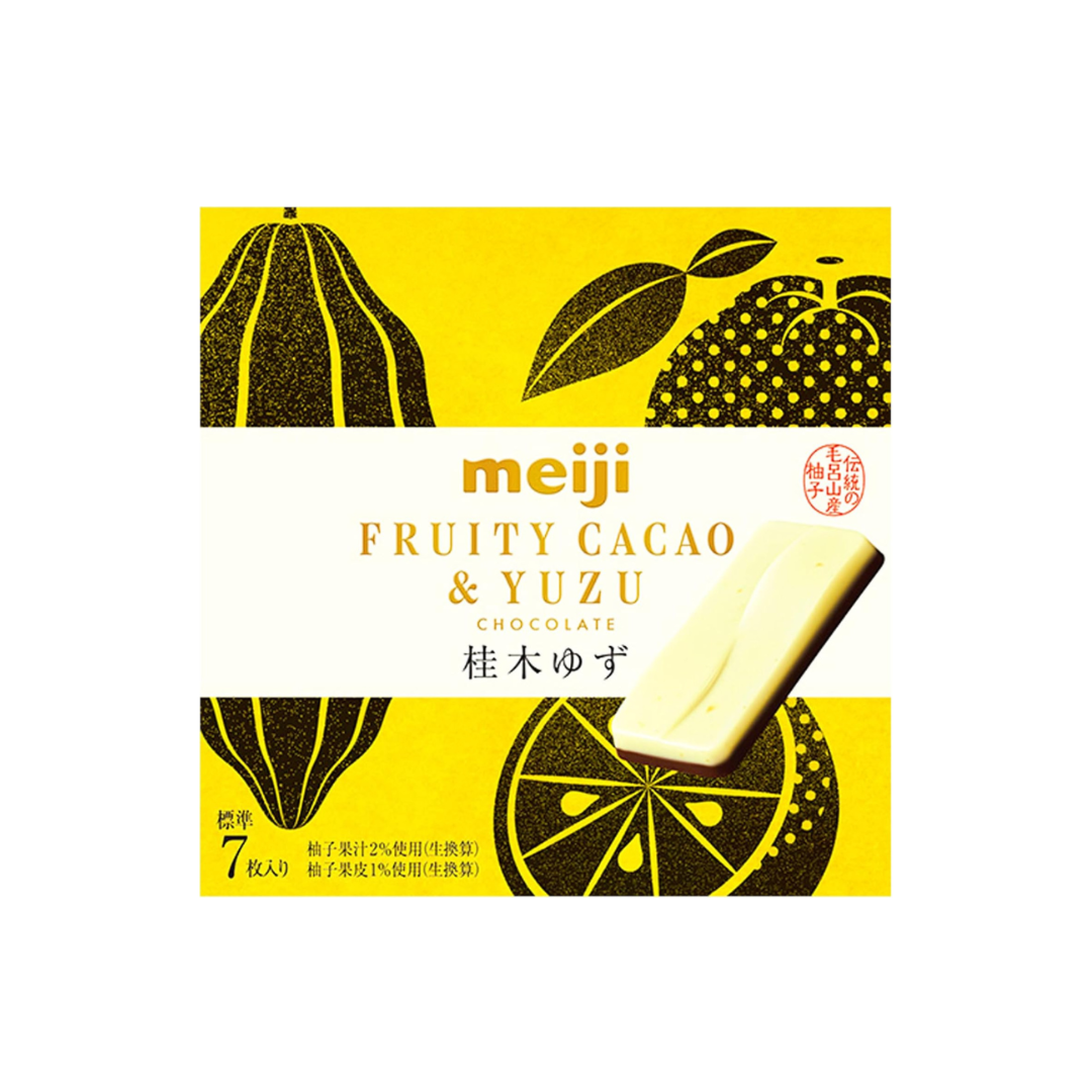 Meiji Fruit Cacao Yuzu, 1.3 oz (38 g) | Pack of 2 | Made in Japan