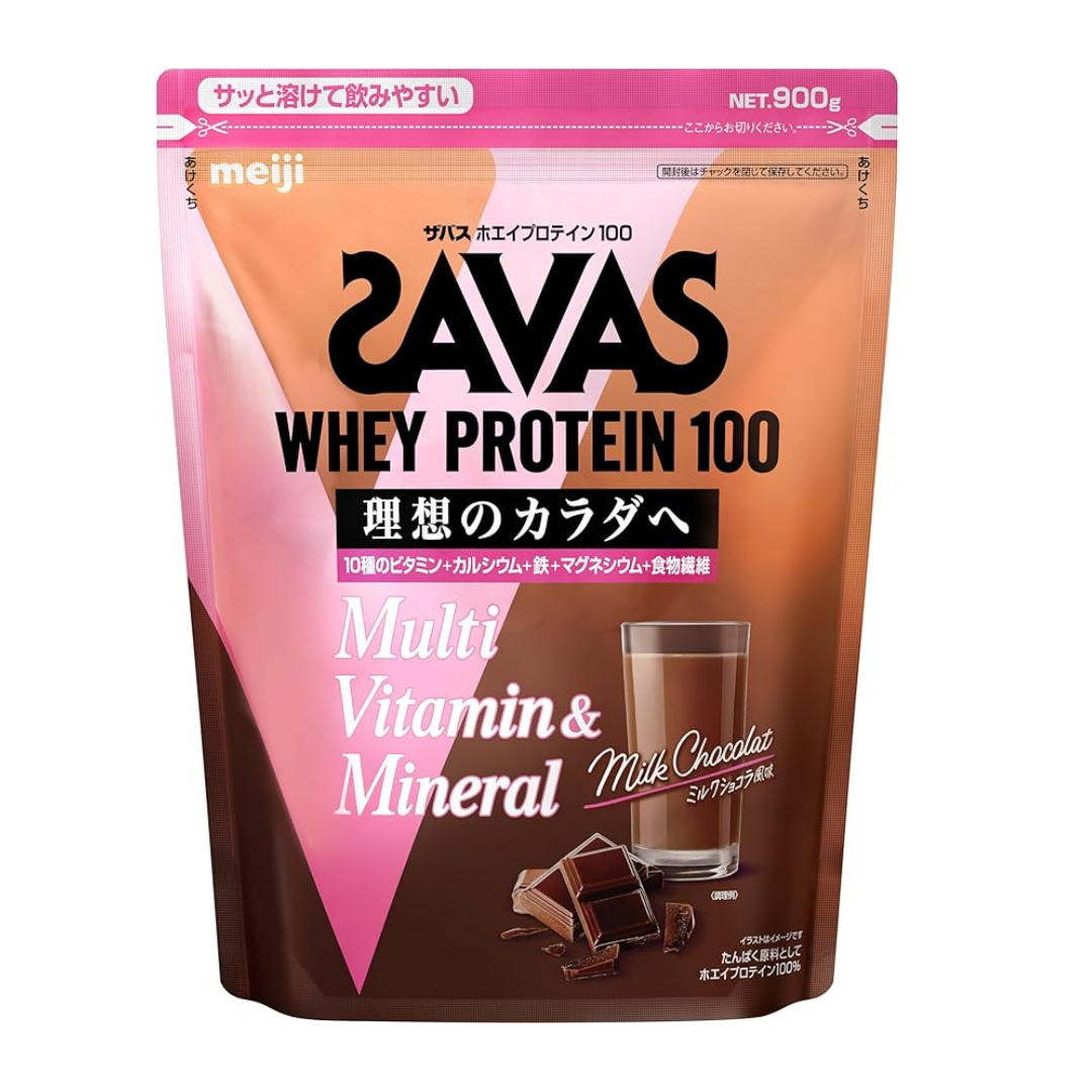 SAVAS Whey Protein 100 Milk Chocolate Flavor 900g Vitamins Minerals Meiji