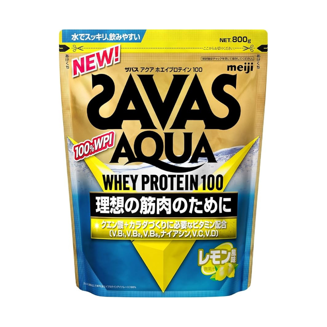 SAVAS Aqua Whey Protein 100, Lemon Flavor, 28.2 oz (800 g) | Made in Japan