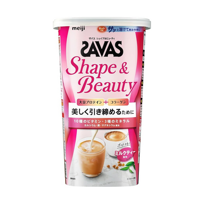 SAVAS Shape &amp; Beauty Milk Tea Flavor 231g Protein Soy Meiji