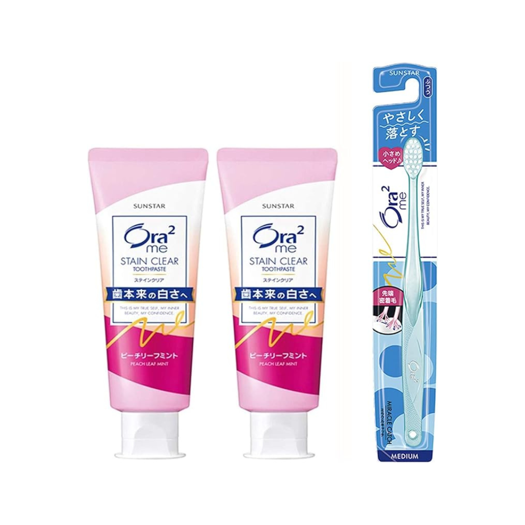 Ora2 Me (Quasi-Drug) Stain Clear Toothpaste Peach Leaf Mint Whitening Whitening Toothpaste, Toothpaste, Colored Stains, Bad Breath Care, 4.6 oz (130 g) x 2