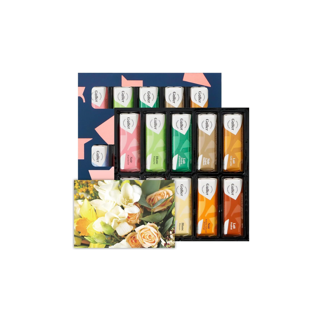 Galler Galley Chocolate Mini Bars Gift Set (12 Pack) – Popular Sweet Gift 2024 with Message Card