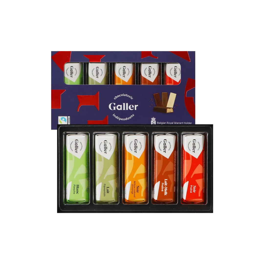 Galler Galley Mini Chocolate Bar Gift Pack of 5 | Belgian Royal Family Chocolate | Premium Sweets for New Year &amp; Valentine’s Day