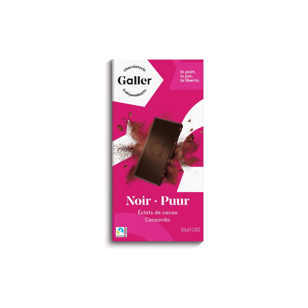 Galler Belgian Royal Purveyor Dark Chocolate Tablet | 80g | 70% Cacao Nibs
