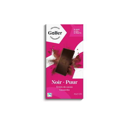 Galler Belgian Royal Purveyor Dark Chocolate Tablet | 80g | 70% Cacao Nibs
