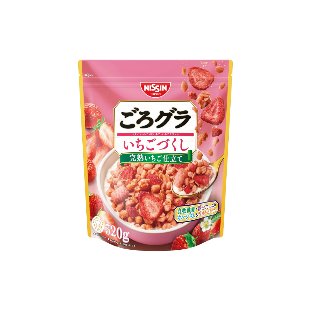 Nissin Cisco Gorotto Granola with Strawberries, 320 g × 6 Packs | Japanese Breakfast Cereal